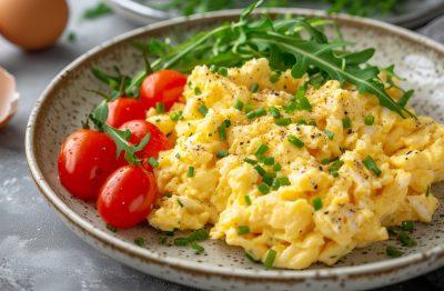 Scrambled eggs on a plate