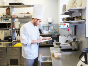 Chef taking restaurant inventory