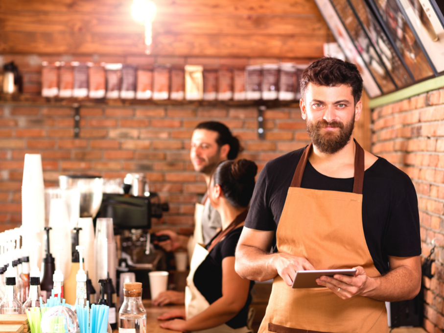 Restaurant employee with tablet