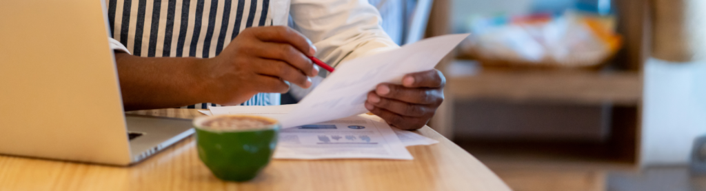 Restaurant operator reviewing report